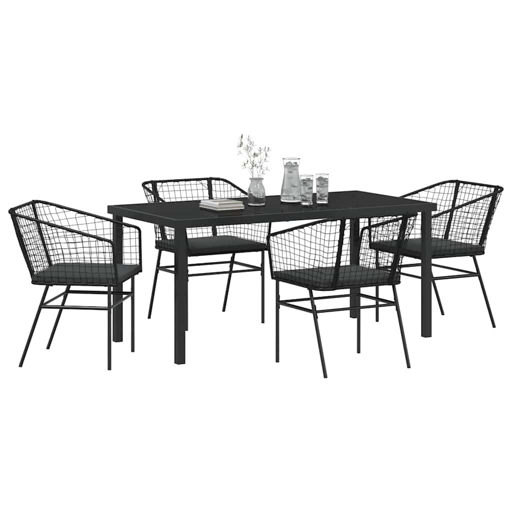 Set da Pranzo per Giardino 5 pcs Nero polyrattan 3380907