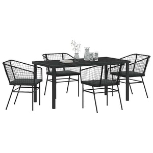 Set da Pranzo per Giardino 5 pcs Nero polyrattan 3380907