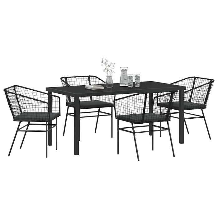 Set da Pranzo per Giardino 5 pcs Nero polyrattan 3380907