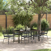 Set da Pranzo per Giardino 7 pcs Nero polyrattan 3380908