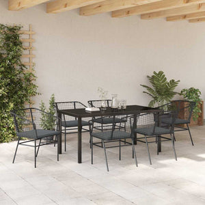 Set da Pranzo per Giardino 7 pcs Nero polyrattan 3380908
