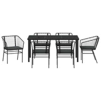 Set da Pranzo per Giardino 7 pcs Nero polyrattan 3380908