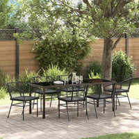 Set da Pranzo per Giardino 7 pcs Nero polyrattan 3380909
