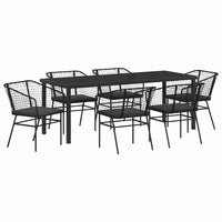 Set da Pranzo per Giardino 7 pcs Nero polyrattan 3380909