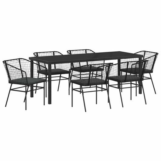 Set da Pranzo per Giardino 7 pcs Nero polyrattan 3380909