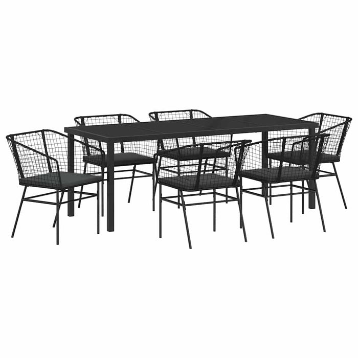 Set da Pranzo per Giardino 7 pcs Nero polyrattan 3380909