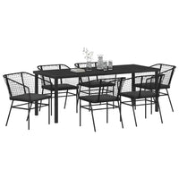 Set da Pranzo per Giardino 7 pcs Nero polyrattan 3380909