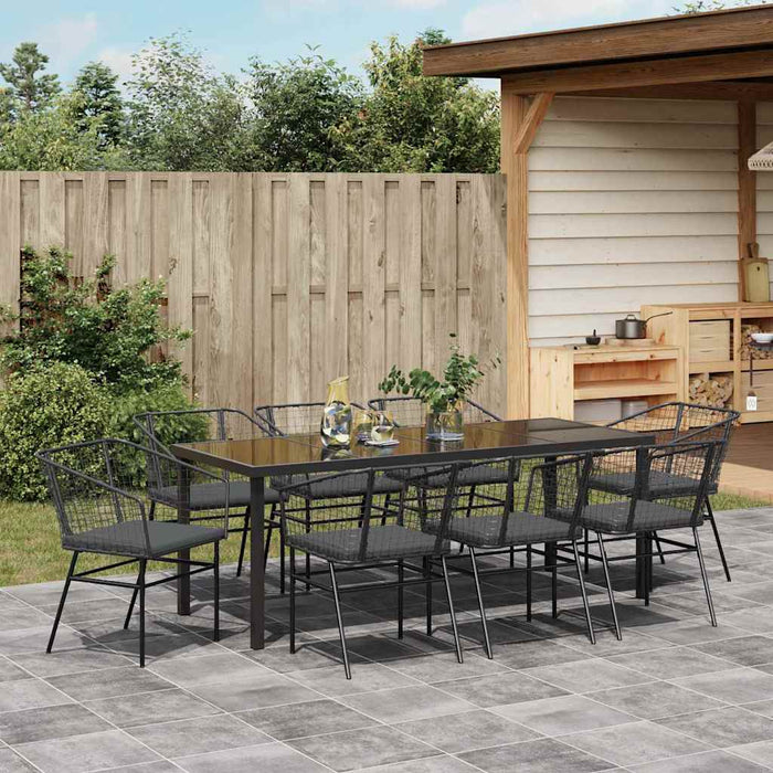 Set da Pranzo per Giardino 9 pcs Nero polyrattan 3380910
