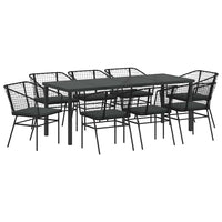 Set da Pranzo per Giardino 9 pcs Nero polyrattan 3380910