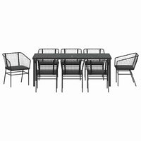 Set da Pranzo per Giardino 9 pcs Nero polyrattan 3380910
