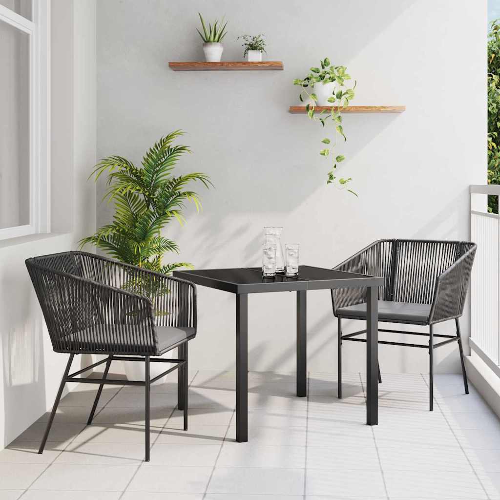 Set da Pranzo per Giardino 3 pcs Nero Poly Rattan 3380918