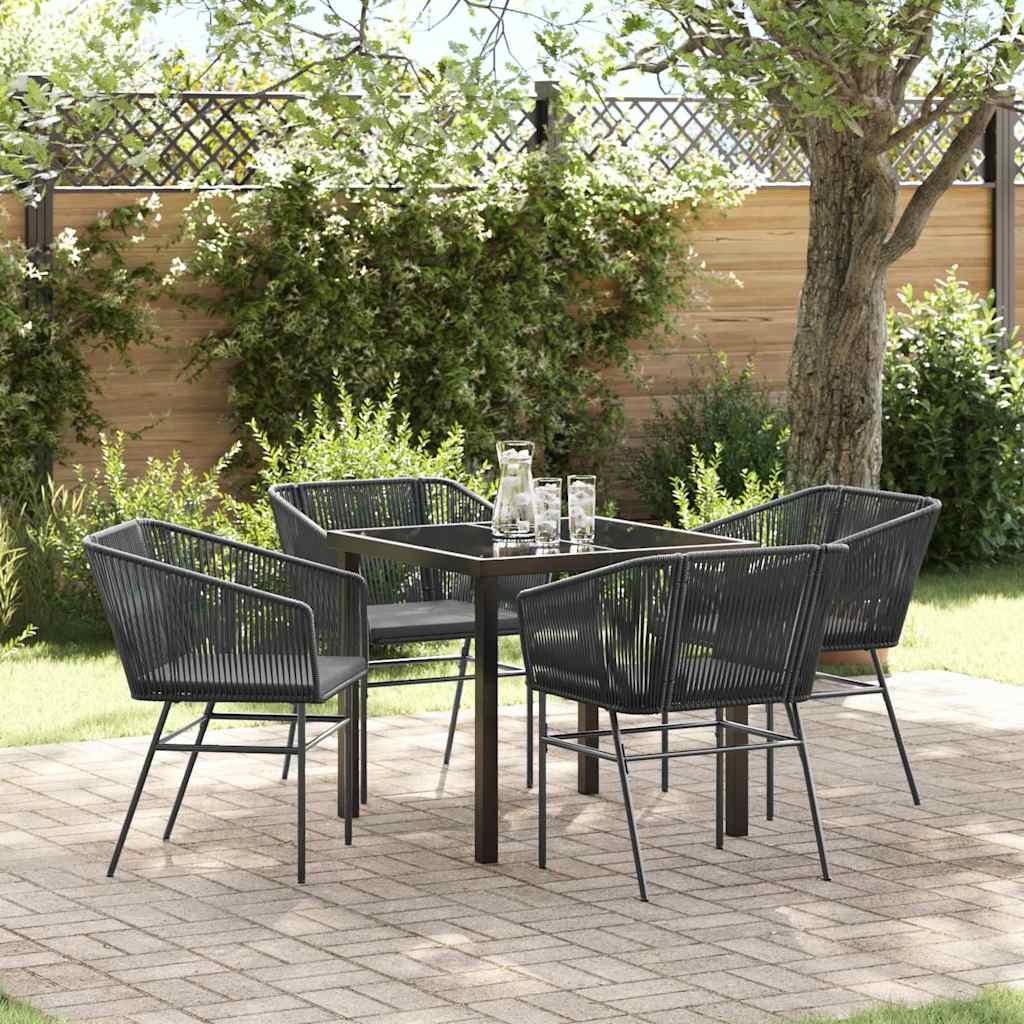 Set da Pranzo per Giardino 5 pcs Nero Poly Rattan 3380919