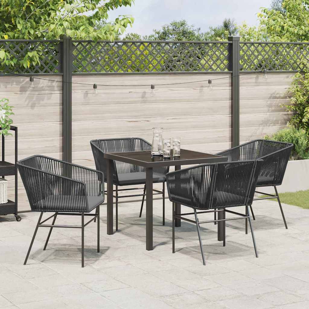 Set da Pranzo per Giardino 5 pcs Nero Poly Rattan 3380919