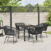 Set da Pranzo per Giardino 5 pcs Nero Poly Rattan 3380919