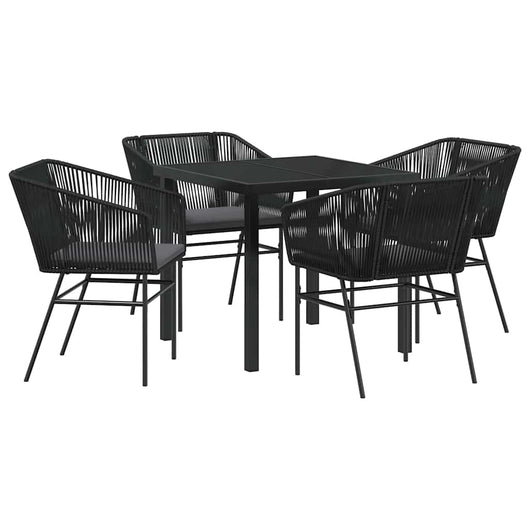 Set da Pranzo per Giardino 5 pcs Nero Poly Rattan 3380919