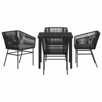 Set da Pranzo per Giardino 5 pcs Nero Poly Rattan 3380919