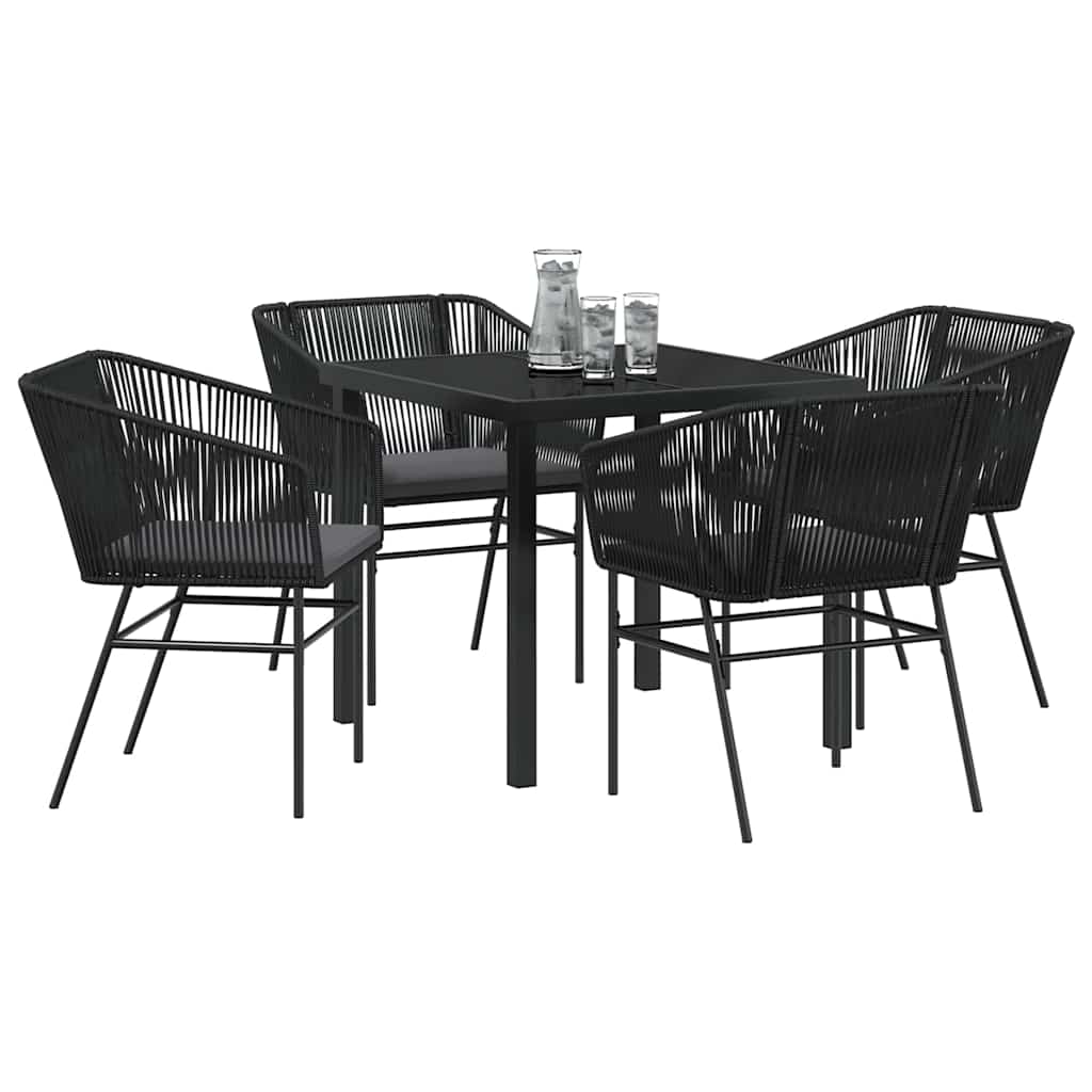 Set da Pranzo per Giardino 5 pcs Nero Poly Rattan 3380919