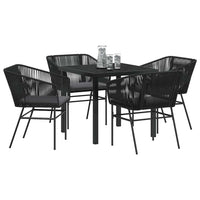 Set da Pranzo per Giardino 5 pcs Nero Poly Rattan 3380919