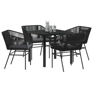 Set da Pranzo per Giardino 5 pcs Nero Poly Rattan 3380919
