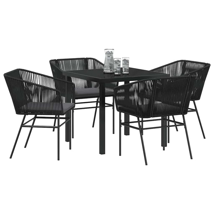 Set da Pranzo per Giardino 5 pcs Nero Poly Rattan 3380919