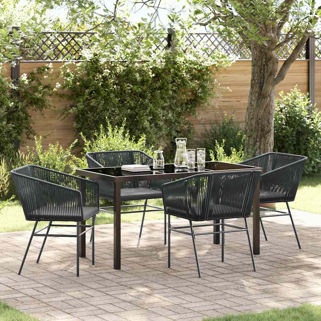 Set da Pranzo per Giardino 5 pcs Nero Poly Rattan 3380920