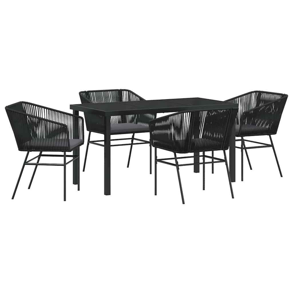 Set da Pranzo per Giardino 5 pcs Nero Poly Rattan 3380920
