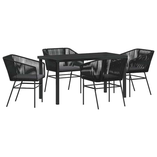 Set da Pranzo per Giardino 5 pcs Nero Poly Rattan 3380920