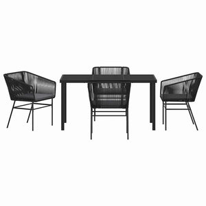 Set da Pranzo per Giardino 5 pcs Nero Poly Rattan 3380920