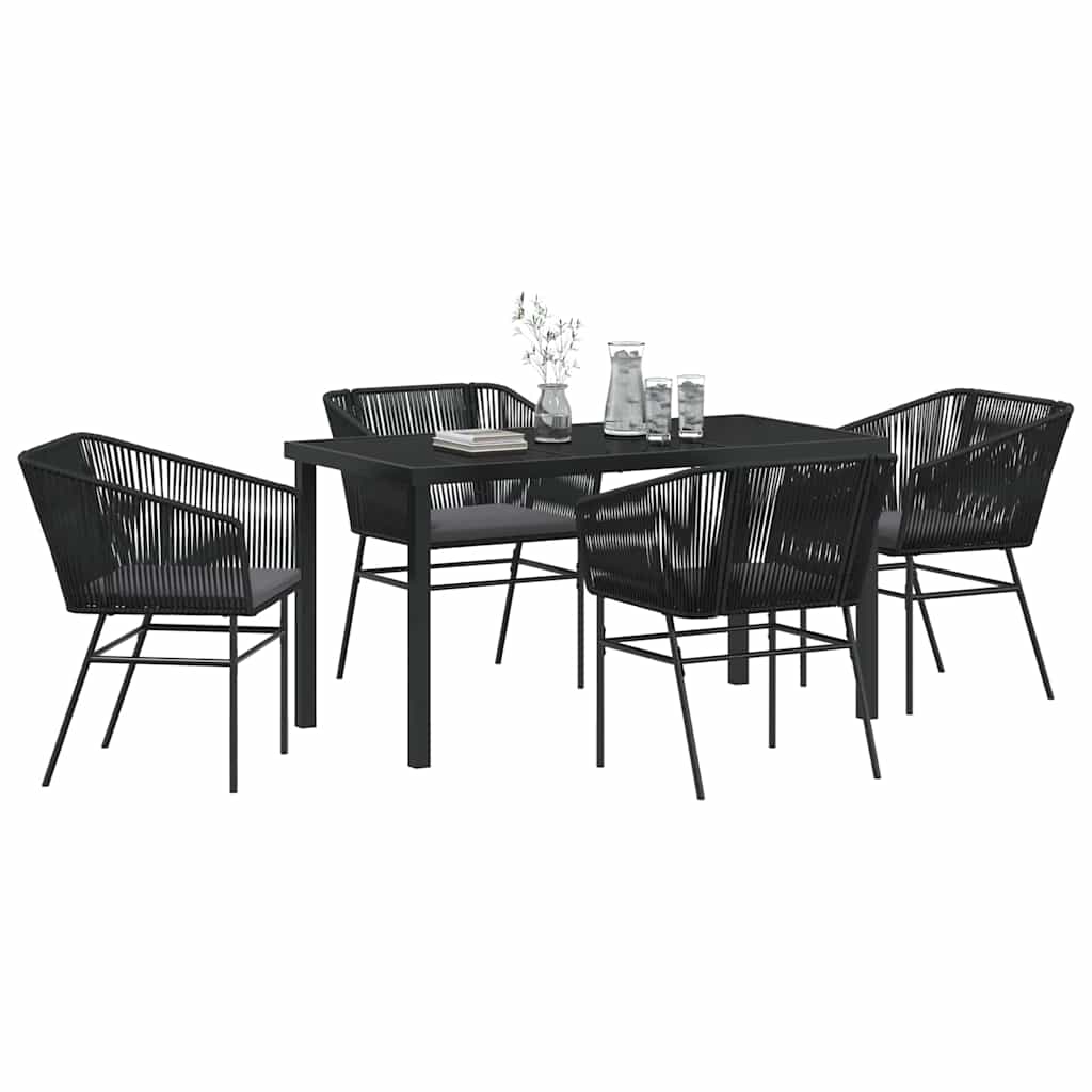 Set da Pranzo per Giardino 5 pcs Nero Poly Rattan 3380920