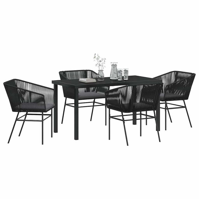 Set da Pranzo per Giardino 5 pcs Nero Poly Rattan 3380920