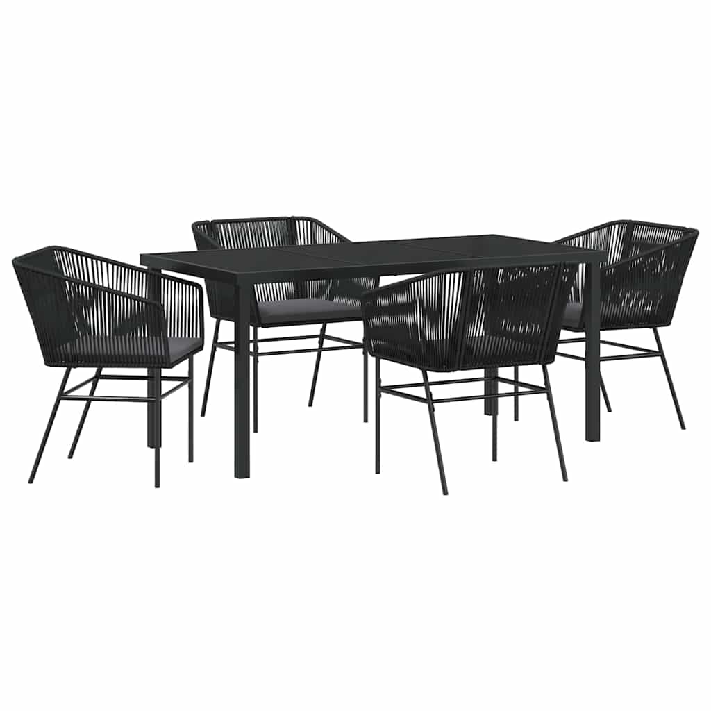 Set da Pranzo per Giardino 5 pcs Nero Poly Rattan 3380921