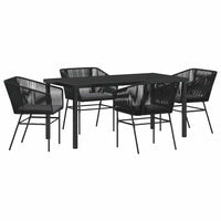 Set da Pranzo per Giardino 5 pcs Nero Poly Rattan 3380921