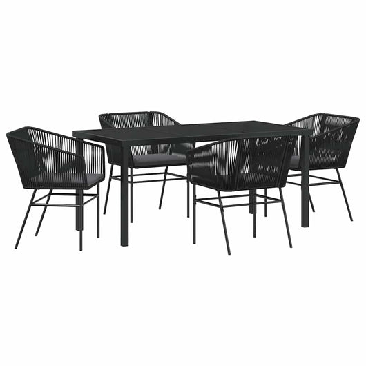 Set da Pranzo per Giardino 5 pcs Nero Poly Rattan 3380921