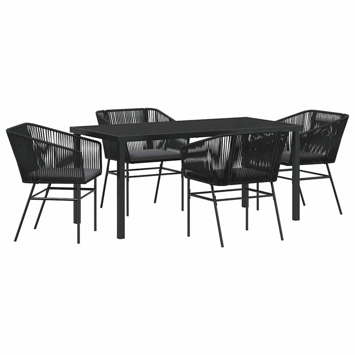 Set da Pranzo per Giardino 5 pcs Nero Poly Rattan 3380921