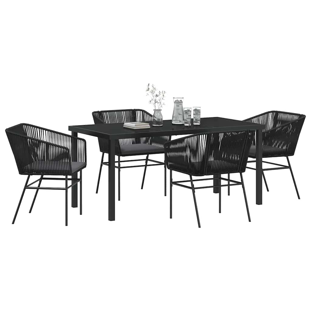 Set da Pranzo per Giardino 5 pcs Nero Poly Rattan 3380921