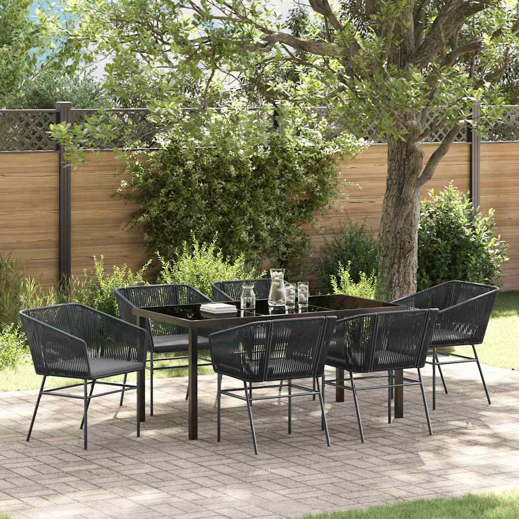 Set da Pranzo per Giardino 7 pcs Nero Poly Rattan 3380922