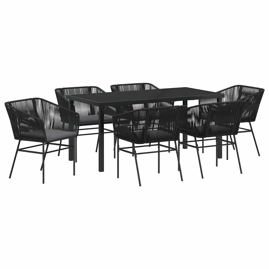 Set da Pranzo per Giardino 7 pcs Nero Poly Rattan 3380922