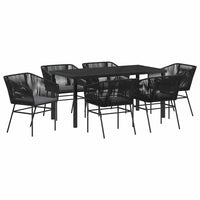 Set da Pranzo per Giardino 7 pcs Nero Poly Rattan 3380922