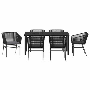 Set da Pranzo per Giardino 7 pcs Nero Poly Rattan 3380922