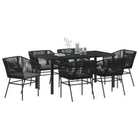 Set da Pranzo per Giardino 7 pcs Nero Poly Rattan 3380922