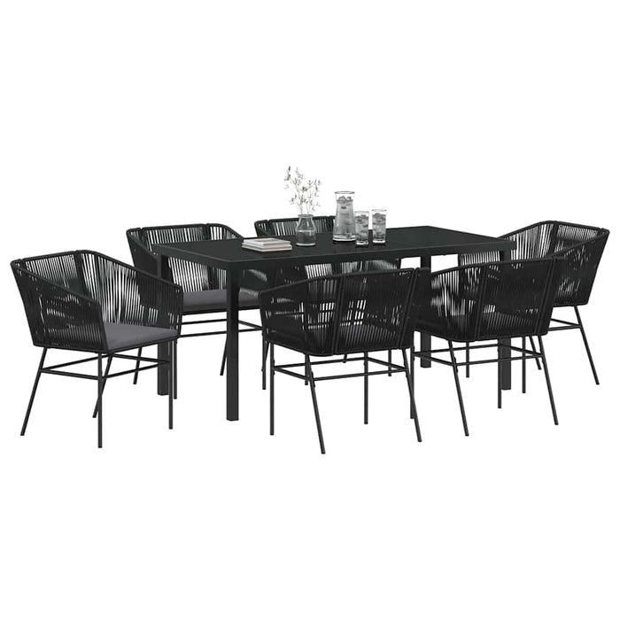 Set da Pranzo per Giardino 7 pcs Nero Poly Rattan 3380922