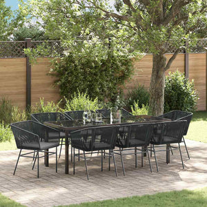 Set da Pranzo per Giardino 9 pcs Nero Poly Rattan 3380924