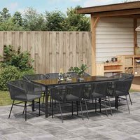 Set da Pranzo per Giardino 9 pcs Nero Poly Rattan 3380924
