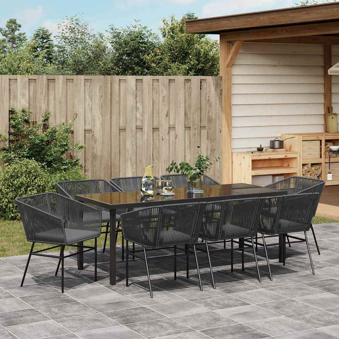 Set da Pranzo per Giardino 9 pcs Nero Poly Rattan 3380924