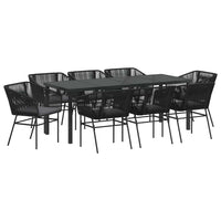 Set da Pranzo per Giardino 9 pcs Nero Poly Rattan 3380924