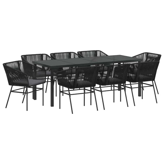 Set da Pranzo per Giardino 9 pcs Nero Poly Rattan 3380924