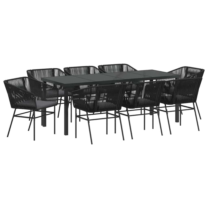 Set da Pranzo per Giardino 9 pcs Nero Poly Rattan 3380924