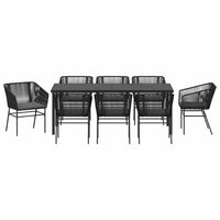 Set da Pranzo per Giardino 9 pcs Nero Poly Rattan 3380924