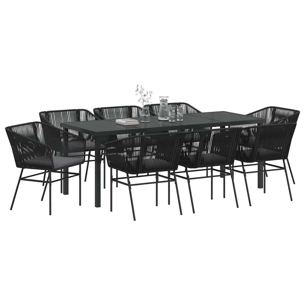 Set da Pranzo per Giardino 9 pcs Nero Poly Rattan 3380924