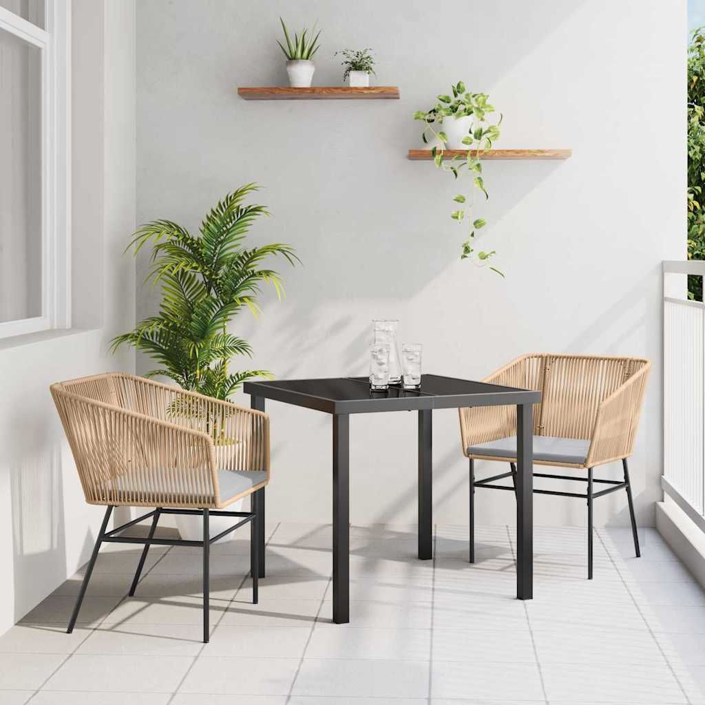Set da Pranzo per Giardino 3 pcs Marrone Poly Rattan 3380925